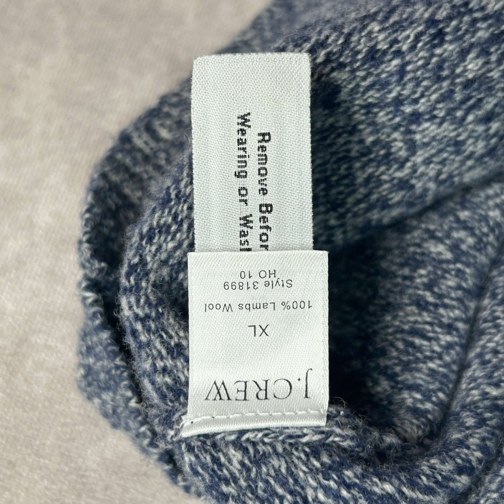 J Crew 100% Lambswool Wool Sweater Marled Blue Knit Crewneck Men's XL Preppy - Picture 5 of 6